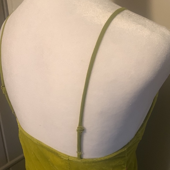 UO Green Floral Embroidered Velvet Mini Green Unlined Side Zipper Dress - Picture 7 of 10